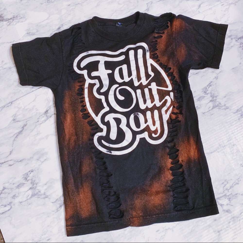 [restyled] • bleached|sliced fall out boy shirt